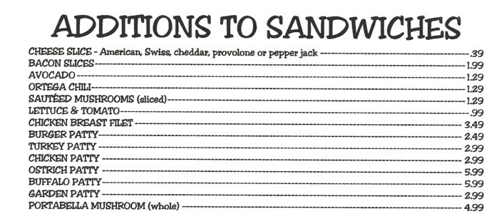 Additions to Sandwiches