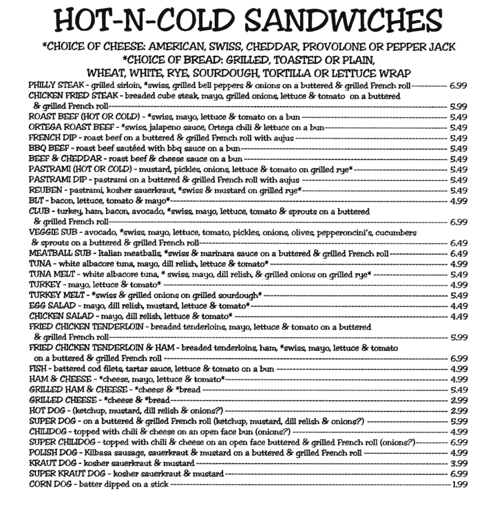 Hot and Cold Sandwiches